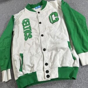 Adidas Boston Celtics Satin Varsity Jacket‎ Mens Medium Green White NBA